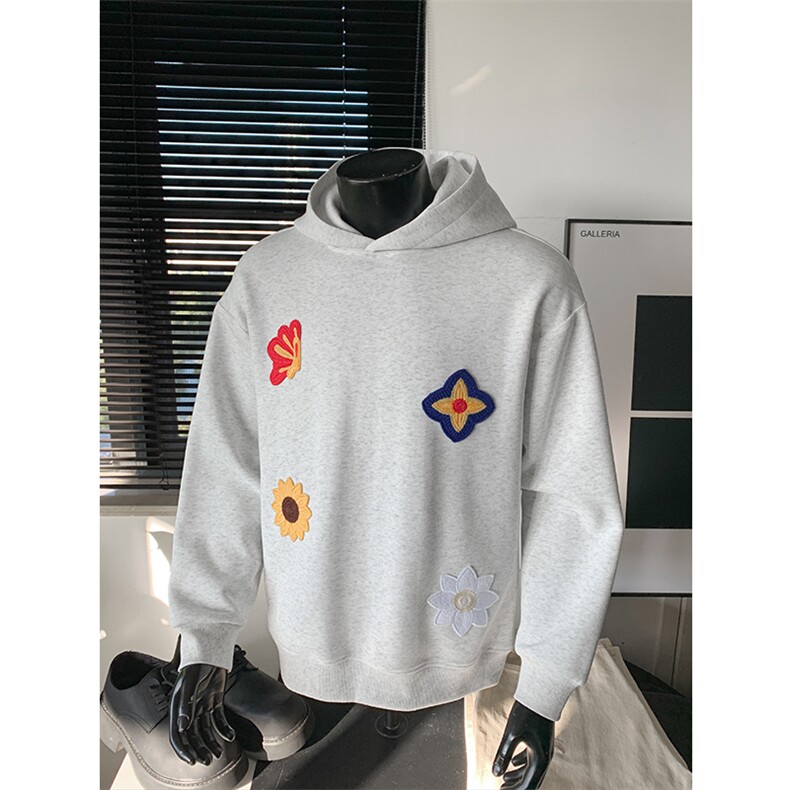 2026小众设计感花卉刺绣350g重磅华棉连帽卫衣男W24582-特P35控78，男装卫衣，电商A001