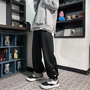 男青春流行直筒华夫格休闲裤K312P32图片