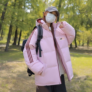 已注册拼三条杠面包服宽松男女情侣羽绒棉连帽棉衣C408 M1203P100图片
