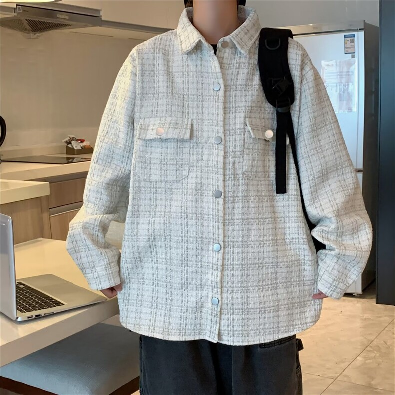 高街小香风男士提花格子夹克秋季新款刺绣潮牌潮流休闲高级感外套,男装夹克,星座1210-1