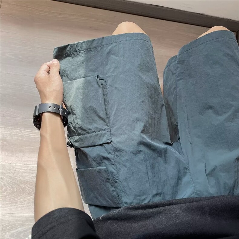 工装短裤男夏季薄款潮牌美式宽松日系运动中裤机能休闲五分裤,男装休闲裤,星座716-2