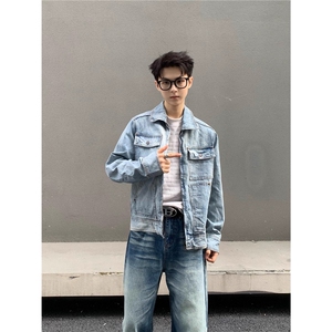 牛仔外套男士2025新款秋冬季衬衫式水洗夹克帅气上衣JKF4017图片