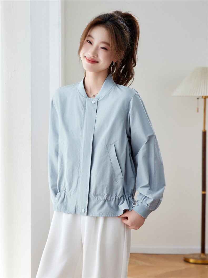 2026年春季宽松立领纯色棒球服短外套夹克开衫,女装短外套,简韵佳