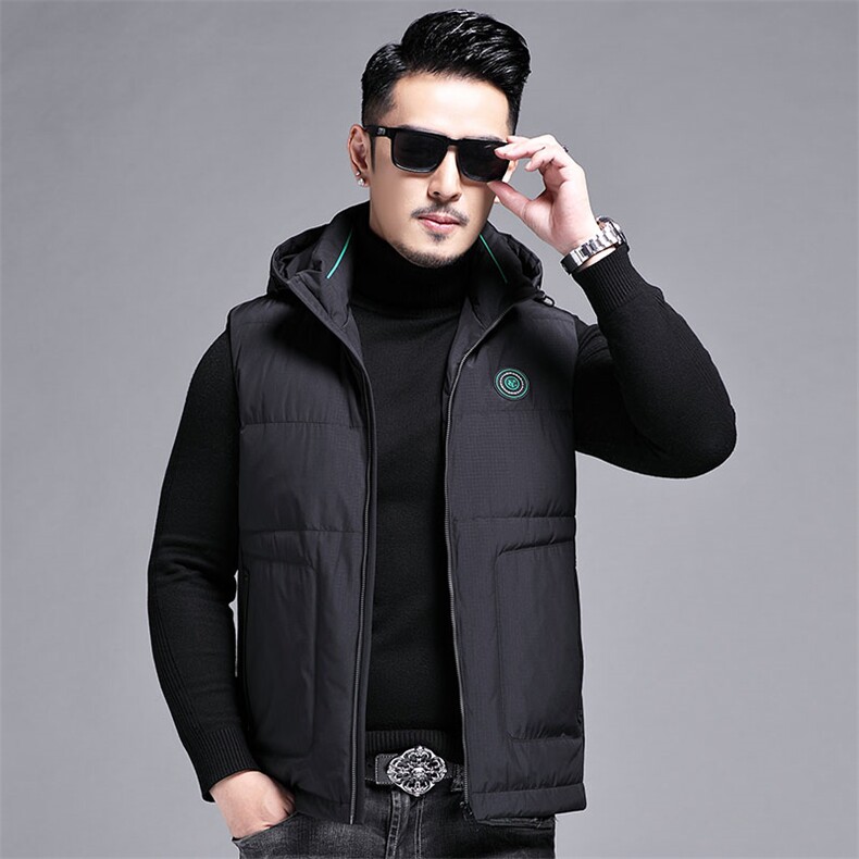 B2213钱塘2020-3精品男士连帽羽绒服马甲80白鸭绒主推P160,男装羽绒服,钱塘207-3