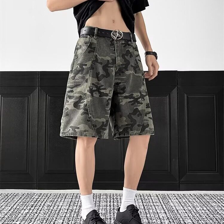 迷彩工装短裤男潮牌情侣高街伐木裤夏季痞帅休闲裤AA6065-P42,男装牛仔裤,星座208-5
