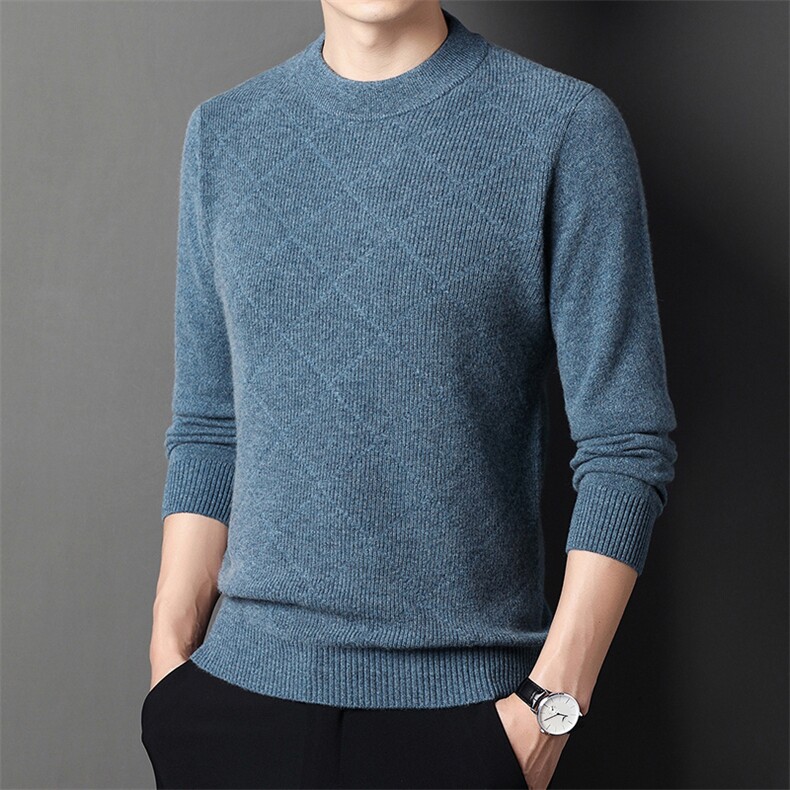 CM15319钱塘2020-2冬季厚款时尚休闲简约中年男士纯色羊绒衫P525，男装针织衫/毛衣，钱塘207-2