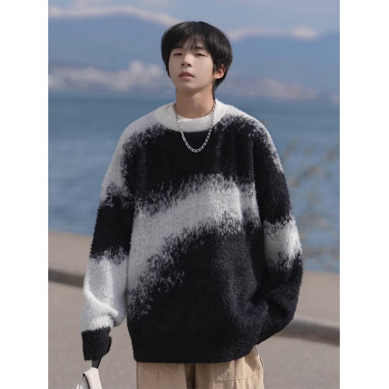 1506-1/MM121/P60男冬季加厚内搭打底宽松慵懒风线衣外套,男装T恤,星座1506-1