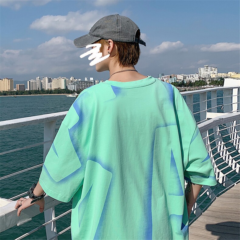 抖音得物高品质男女同款港风潮牌纯棉短袖T恤T7197-P55控价78,男装T恤,电商A441-1