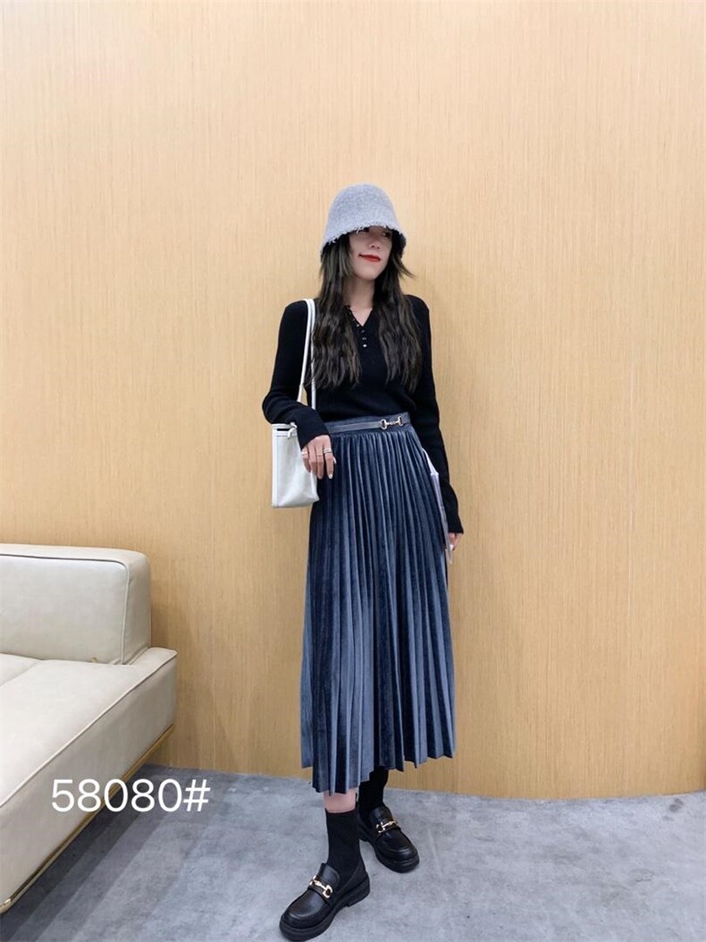 丝绒百褶裙，其它，千百莲