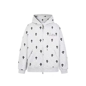 JY260-P65 美式复古字母刺绣连帽加绒卫衣女秋冬季宽松 网图图片