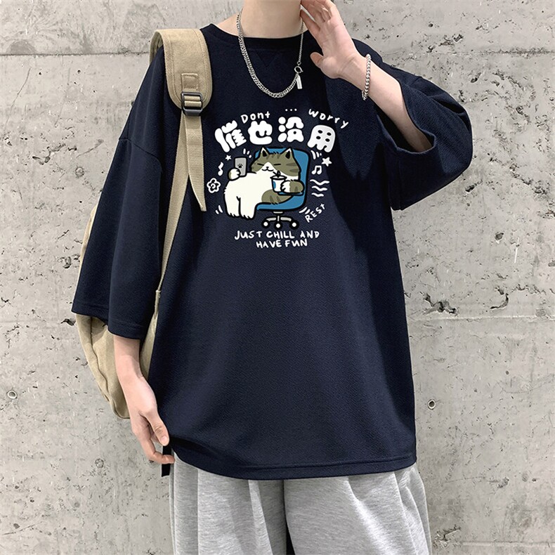 冰丝七分袖t恤男大码五分袖男短袖男中袖Q11403-P30,男装T恤,电商A040