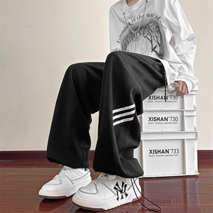 华棉休闲裤男秋季新款港风宽松大码美式休闲阔腿束脚裤K6688-P48图片