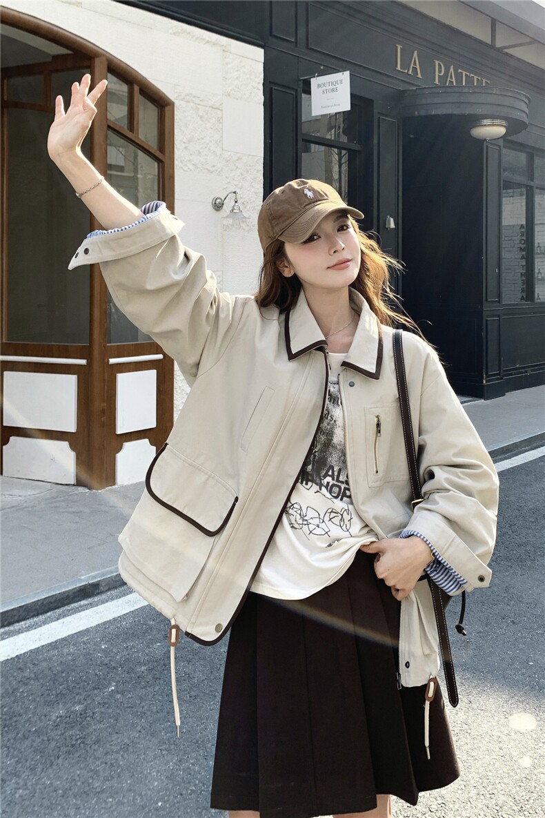 现货新款撞色拼接外套26156P155K238,女装短外套,2D035