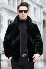 雪兰貂绒连帽外套男士冬季新款休闲时尚短款金貂绒夹克爸爸装，男装皮衣，钱塘723