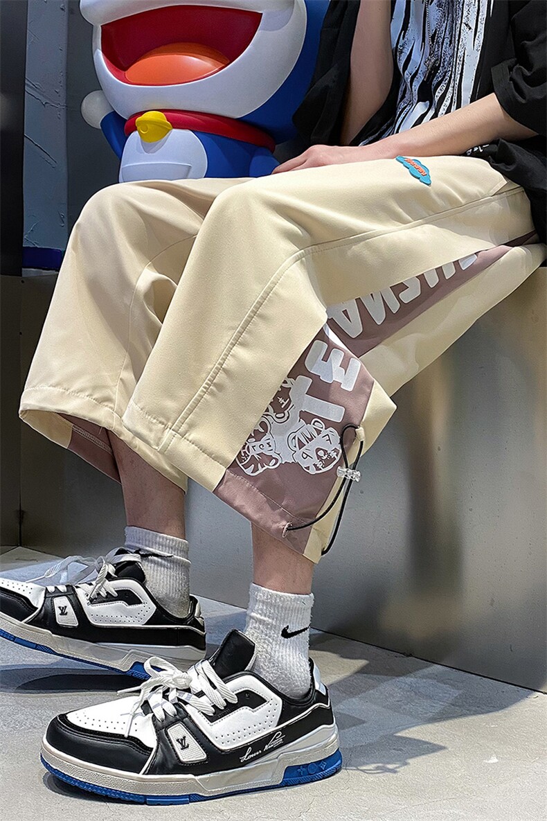 2023夏季新款港风外景大码工装抽绳七分裤M-5XHK22138-P35,男装休闲裤,电商A022
