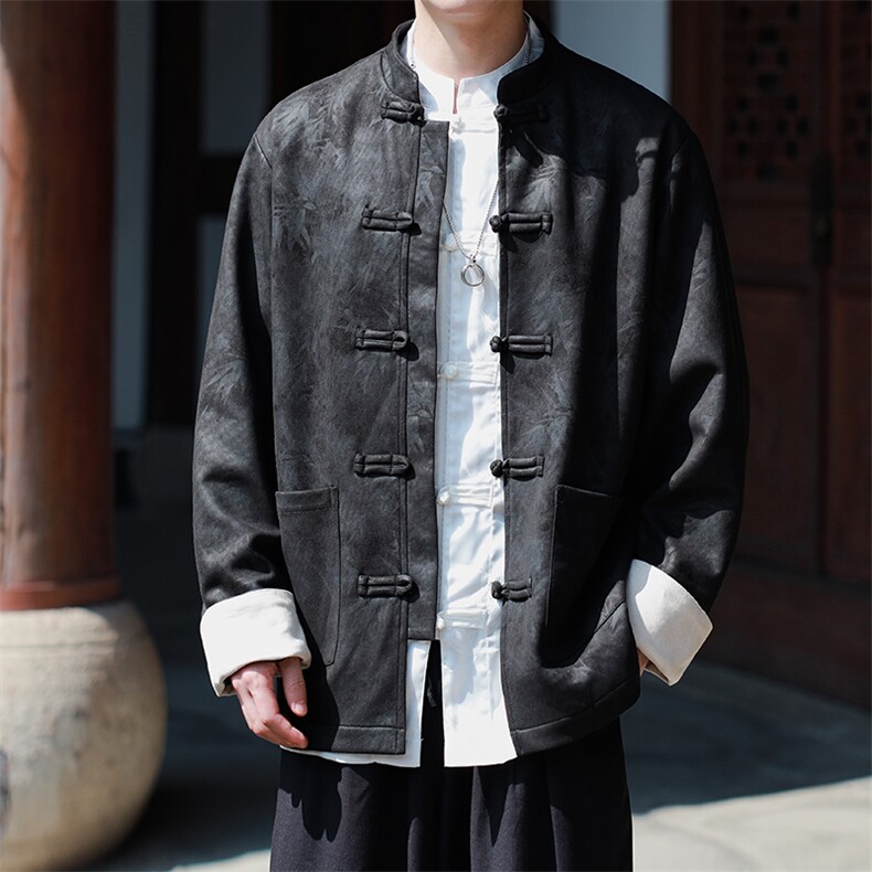 2024现货麂皮绒新中式大码情侣夹克外套男JK1818-P110控188图片