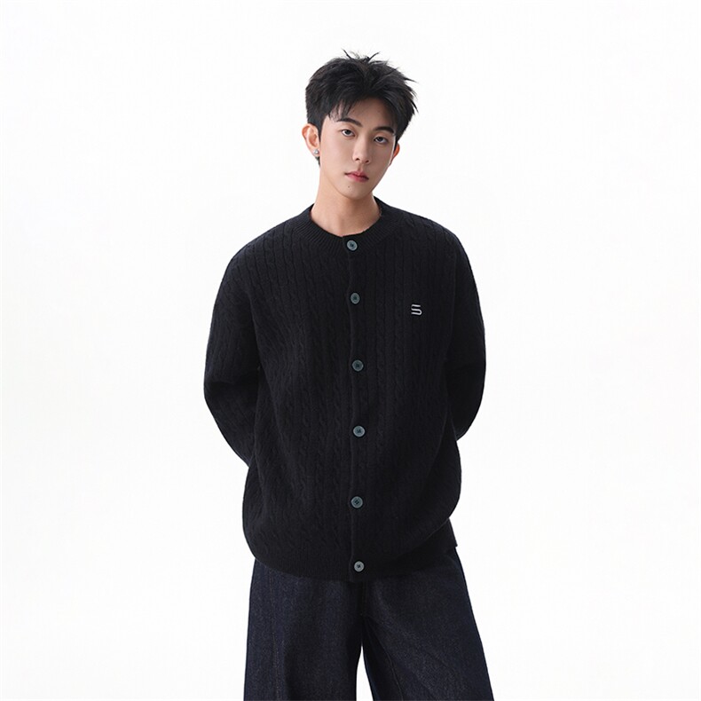 秋冬新款圆领开衫毛衣男女绣花针织衫外套218-7-MY01-P65-控98，男装针织衫/毛衣，星座218-7