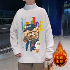 M18211-P45加绒款-P65半高领毛衣男士大码针织衫男毛线衣男,男装针织衫/毛衣,电商A040