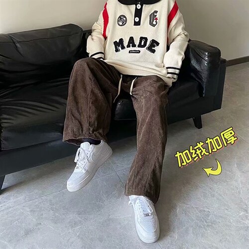 美式复古灯芯绒加绒裤子男ins潮牌秋冬A388P40，男装休闲裤，星座1116-2