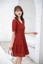 夏季镂空连衣裙，女装连衣裙，吉之红