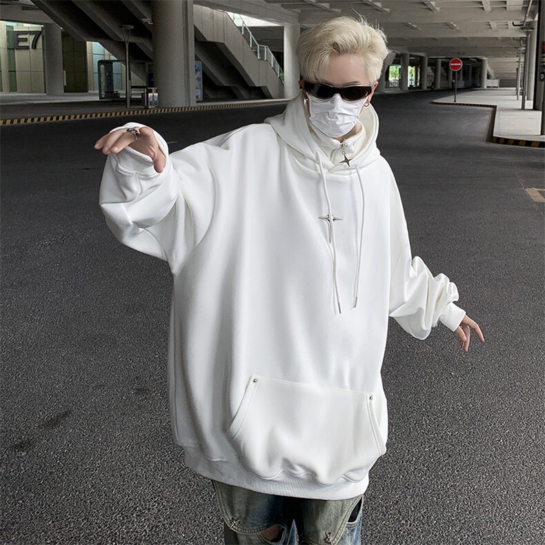 半拉链高领卫衣男机能连帽欧美高街vibe美式外套EB101-P46加绒55,女装短外套,星座1008-1