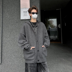 秋冬复古基础纯色半拉链领毛衣男潮牌宽松休闲套头针织衫Y601/P68图片