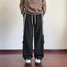 潮牌条纹拼接卫裤男春秋季宽松直筒户外运动冲锋裤直筒休闲长裤子，男装休闲裤，电商B315
