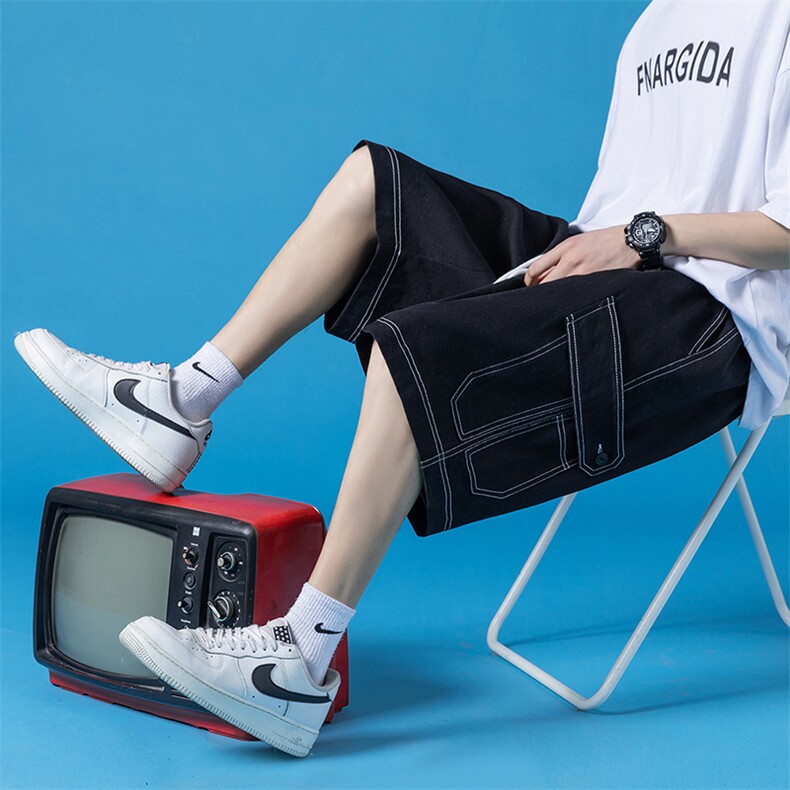 2024夏季新款日系蓝底大码直筒工装短裤M-5XHK22201-P40,男装牛仔裤,电商A022