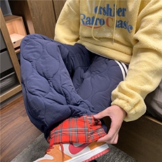 抖音品质INS潮流格子拼接葫芦格宽松休闲棉裤B315-K865-p65控88，男装休闲裤，电商B315