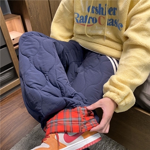 抖音品质INS潮流格子拼接葫芦格宽松休闲棉裤B315-K865-p65控88图片