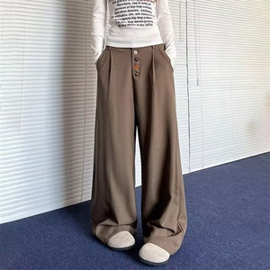 日系潮牌高级感宽松休闲垂感西装裤男设计感直筒阔腿裤子男