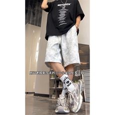 夏季巴黎脏脏短裤宽松扎染运动五分裤A463特P33控68，男装牛仔裤，电商A309