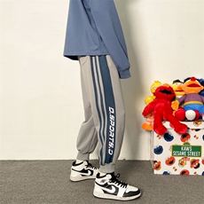 21春季新款港风宽松大码撞色百搭束脚休闲裤运动裤0548-P40，男装休闲裤，星座914-3