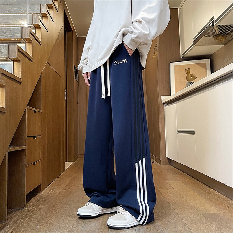 休闲裤男秋季新款港风宽松高品质华棉复合牛奶丝阔腿裤K6098-P45，男装休闲裤，星座214-9