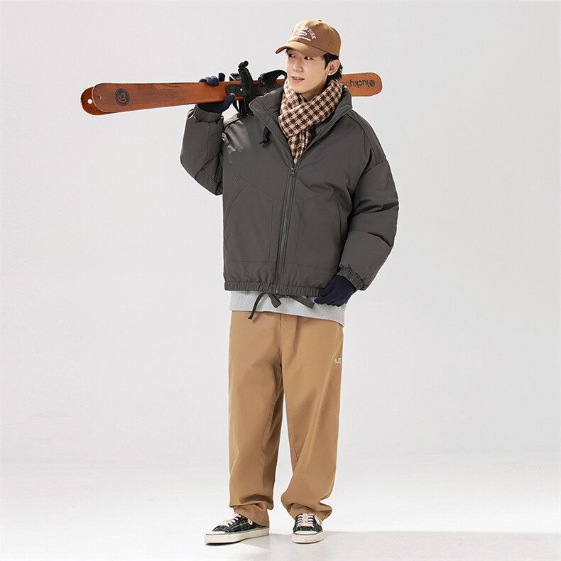 现货冬季美式休闲加厚雪山外套夹克立领纯色三防户外工装棉服,男装夹克,电商A486-1