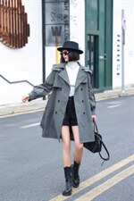 「布之魅」中长休闲款风衣。连帽不可脱卸三色。，女装风衣，布之魅