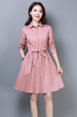 连衣裙2021年春季图案长袖显瘦修身百搭潮流简约个性时尚POLO领，女装连衣裙，奕阳依阁
