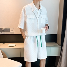 夏季t恤套装男休闲短袖短裤两件套搭配一套衣服帅气TZ0783-P55，男装休闲套装，星座308B-1