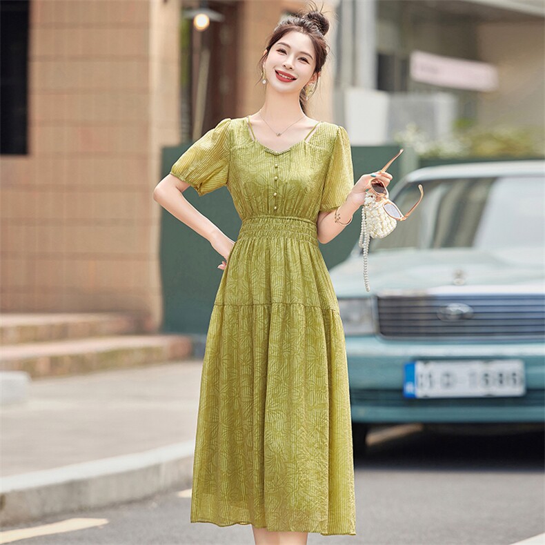 2024夏季现货新款天丝提花仙女连衣裙,女装连衣裙,多彩