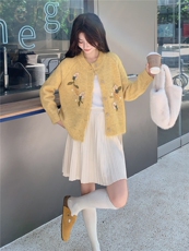 女装穿搭新款洋气春秋季绣花长袖针织开衫上衣休闲毛衣，女装针织衫/毛衣，水衣源