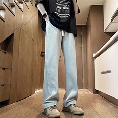 2024新款痞帅微喇叭牛仔裤美式高街直筒长裤修身男现货K8130-P42，男装牛仔裤，星座512-3