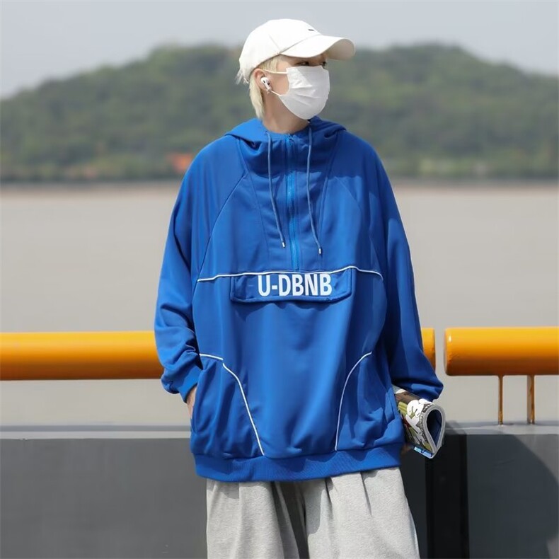 2022设计感连帽卫衣男高领上衣春秋ins韩版半拉链外套W5794-P42,男装卫衣,星座512-2