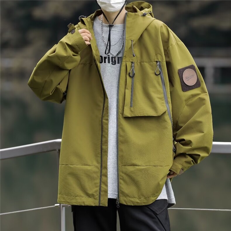 美式机能户外连帽冲锋衣外套男春秋新款山系防水防风HT08-P70,女装短外套,星座1109-3