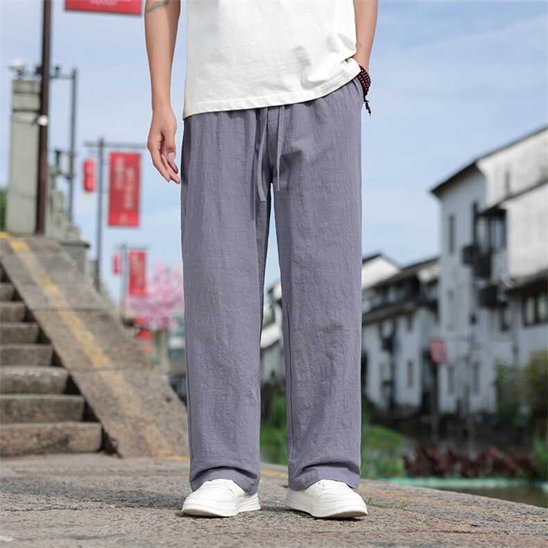 风亚麻透气休闲裤男士2025夏季新款休闲百搭直筒裤2412-P55图片