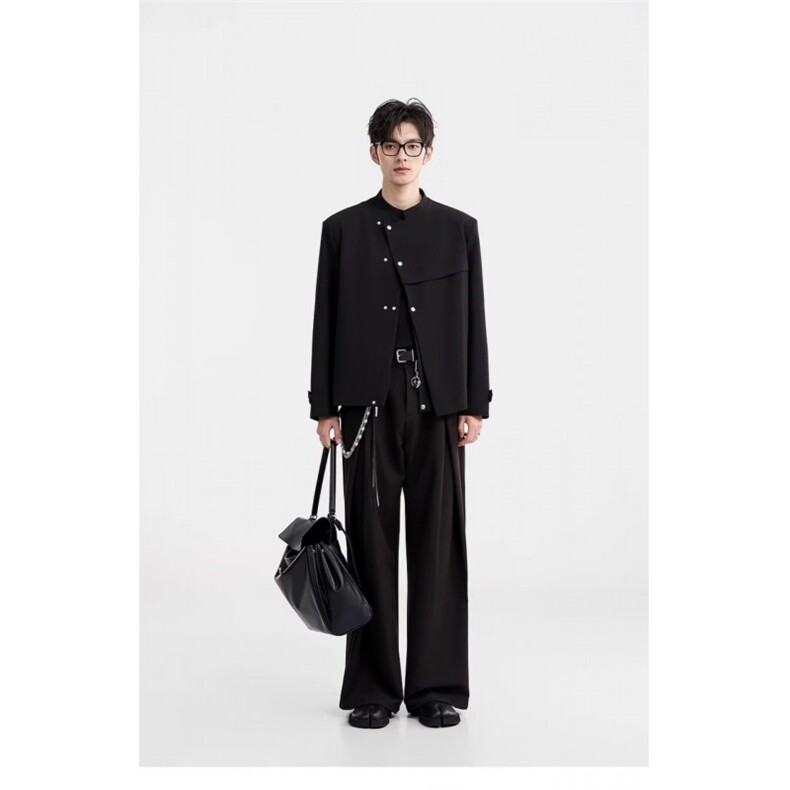 W11045-P78网图现货春新中式立领西服外套解构斜门襟设计感夹克,男装夹克,星座1608
