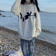 1506-1/MG1101/P56暗黑系玫瑰花马海毛毛衣cleanfit小众宽松男女，男装针织衫/毛衣，星座1506-1