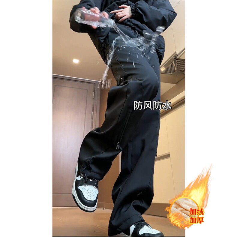 美式高街工装裤男秋冬季加绒户外运动机能风伞兵大码宽松直筒长裤,男装棉衣,星座508（原C305）