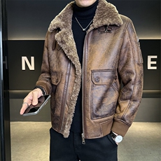 冬季加厚皮毛一体男皮衣外套潮款屌款机车上衣B317/2530/P205，男装皮衣，电商B317