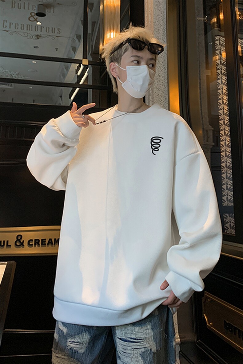 华夫格！华夫格上衣男圆领华夫格卫衣男大码长袖t恤男HY203-特P23,男装T恤,电商B367