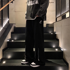 卫裤男女春季潮牌裤脚拉链宽松直筒垂感休闲运动阔腿裤H3021-p35，男装休闲裤，星座1008-1